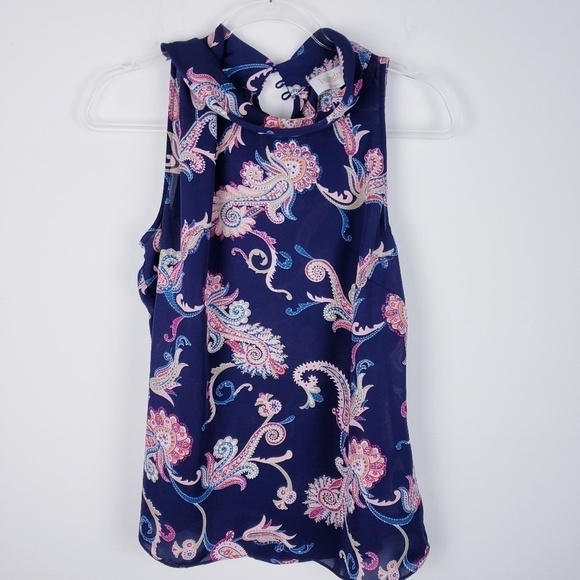 LAUNDRY - Sleeveless Top Pink and Blue Paisley… - Picture 4 of 8